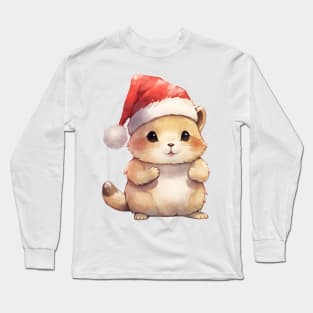 American Pika in Santa Hat Long Sleeve T-Shirt